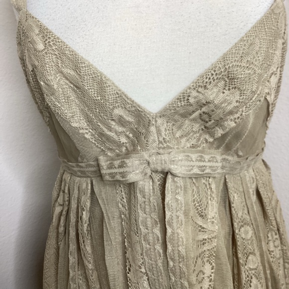 Anna Sui Lace & Tulle Babydoll Dress Midi Sz 12 - Picture 3 of 12